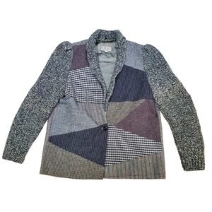 Canvasbacks Inc Patchwork Blazer Jacket Knit Sleeves Women Size S